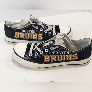NHL Boston Bruins hockey low top black canvas run shoes sneakers size women 4.5